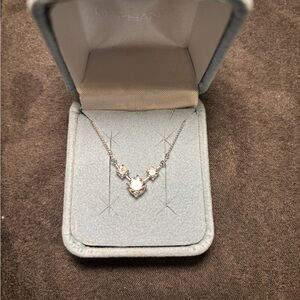 Elegant 925 Sterling Silver Necklace with Clear Stones & Beautiful Knotted Chain